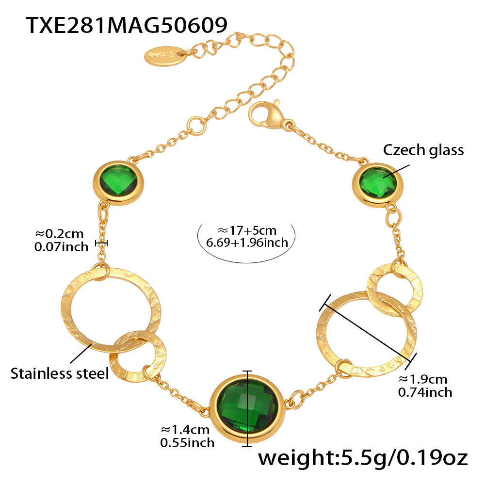 Green TXE281 Czech Glass Bracelet – Size and Weight Parameters