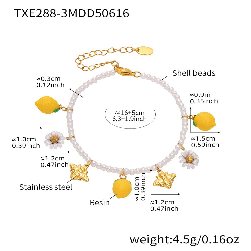 Resin Small Lemon Bracelet Stainless Steel