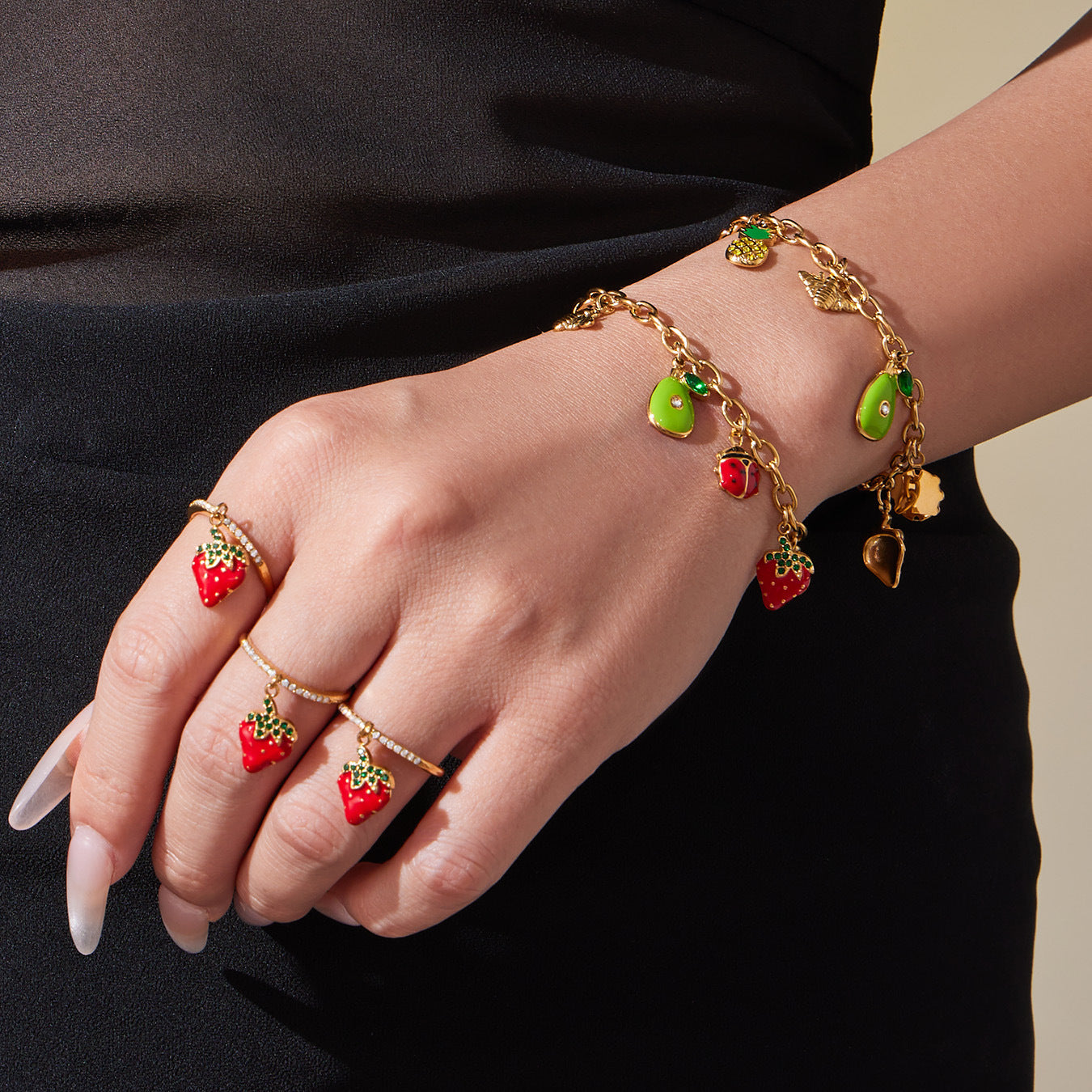 Fruit Party Dopamine Oil Drop Zircon Bracelet