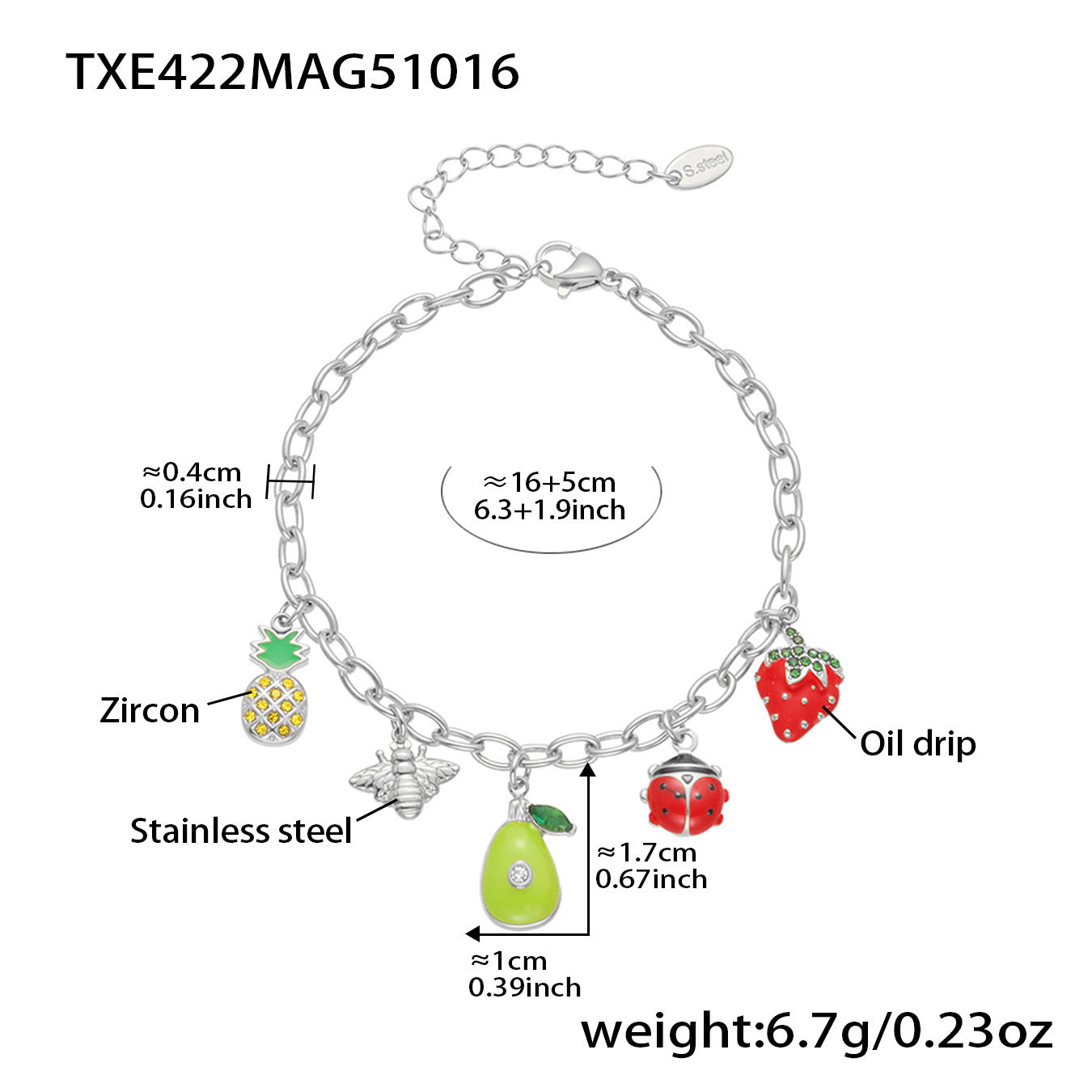 Fruit Party Dopamine Oil Drop Zircon Bracelet