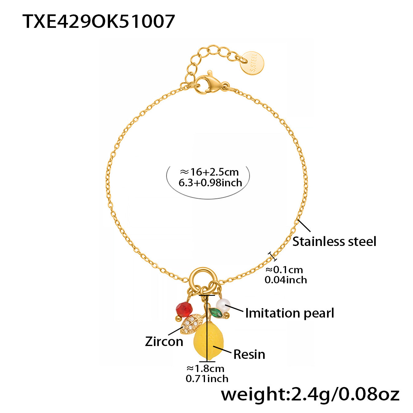 Amalfi Bloom Pearl Bracelet | Stainless Steel Resin Zircon Jewelry