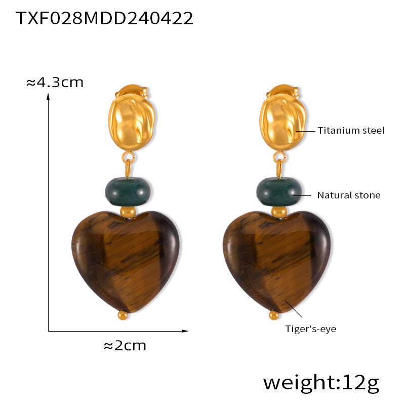 Tiger Eye Stone Stud Earrings