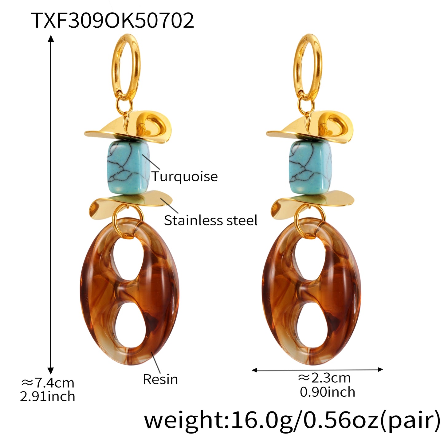Resin Pig Nose Long Earrings