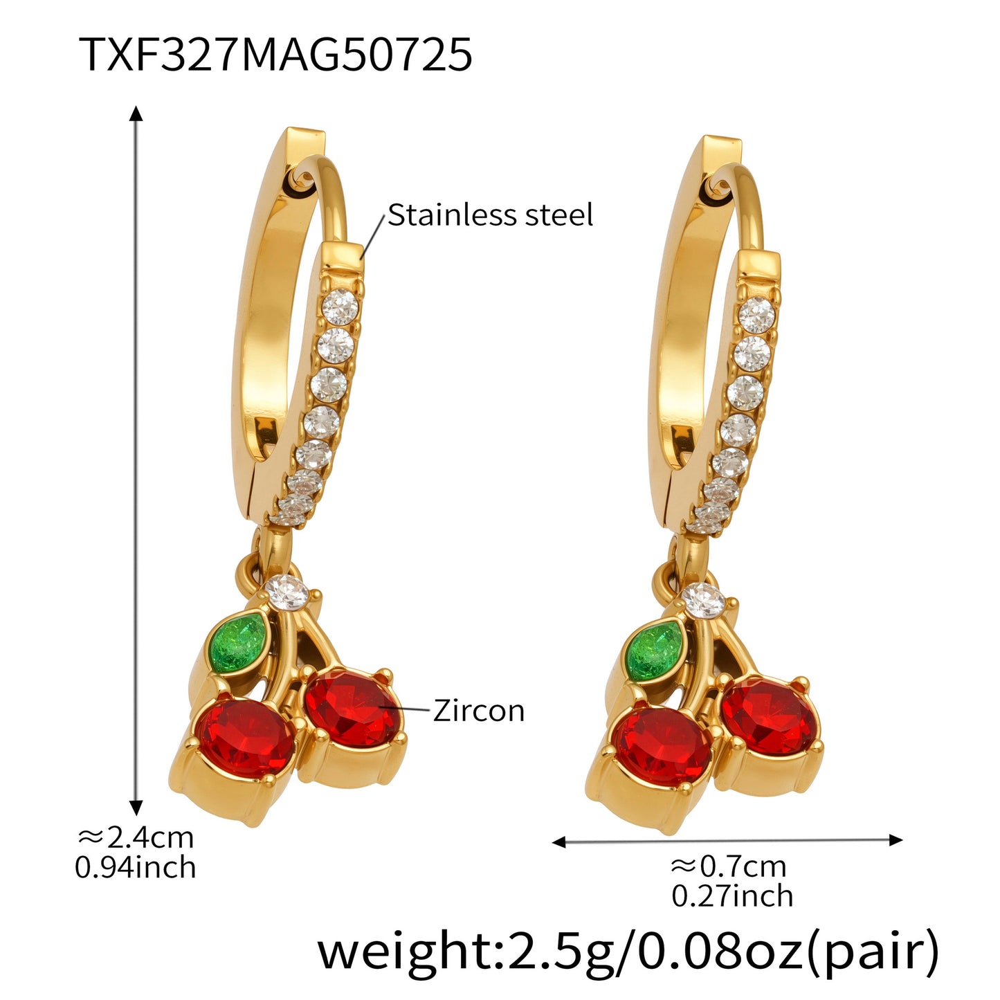 Zircon Cherry Stud Earrings