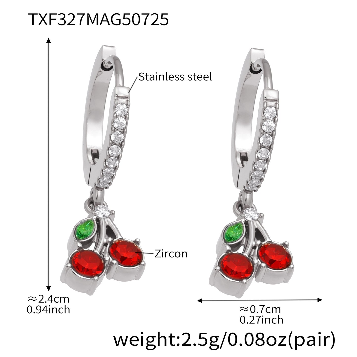 Zircon Cherry Stud Earrings