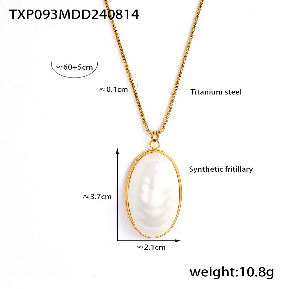 Oval Shell Pendant Necklace