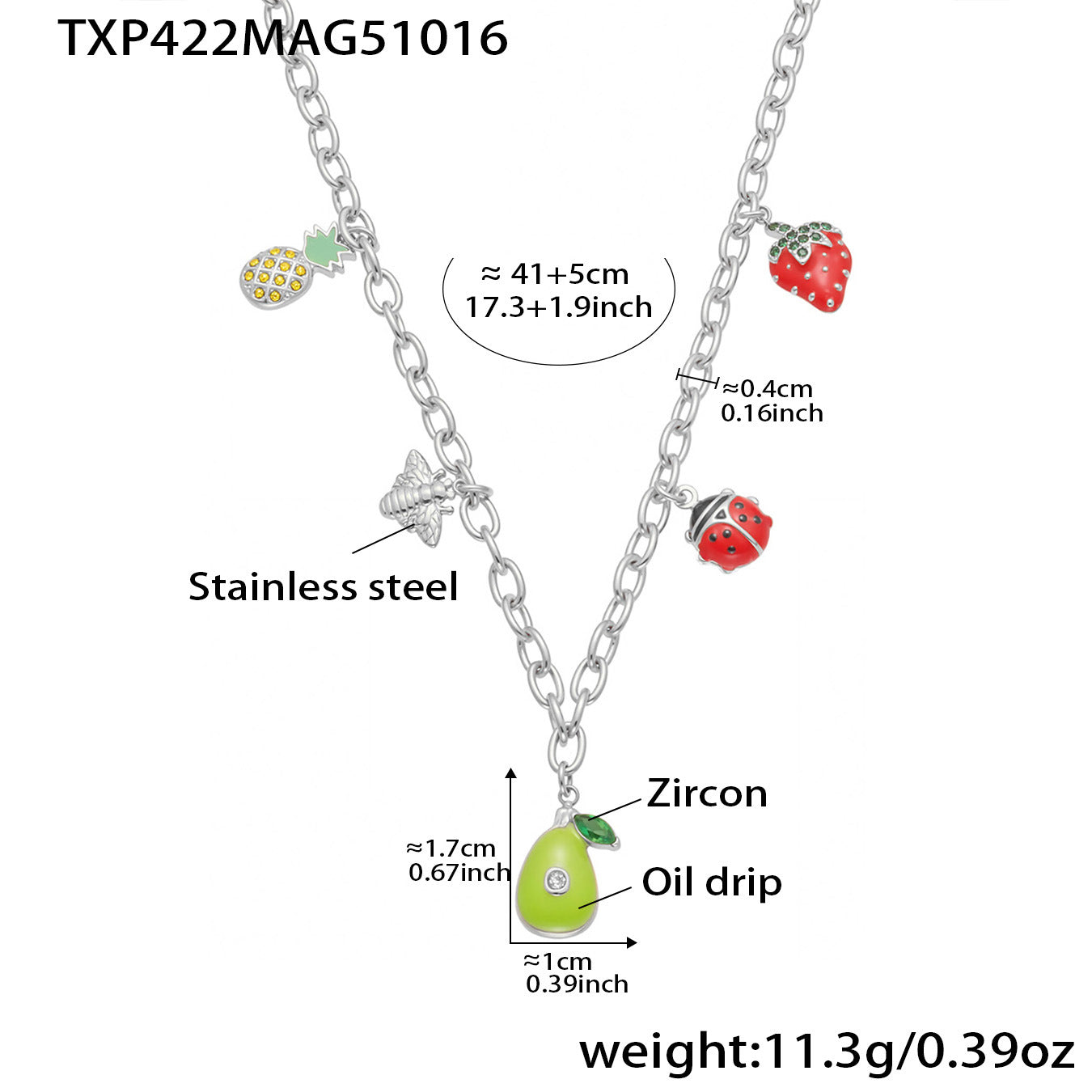 Dopamine DIY Fruit Zircon Multi-Pendant Oil Drop Necklace
