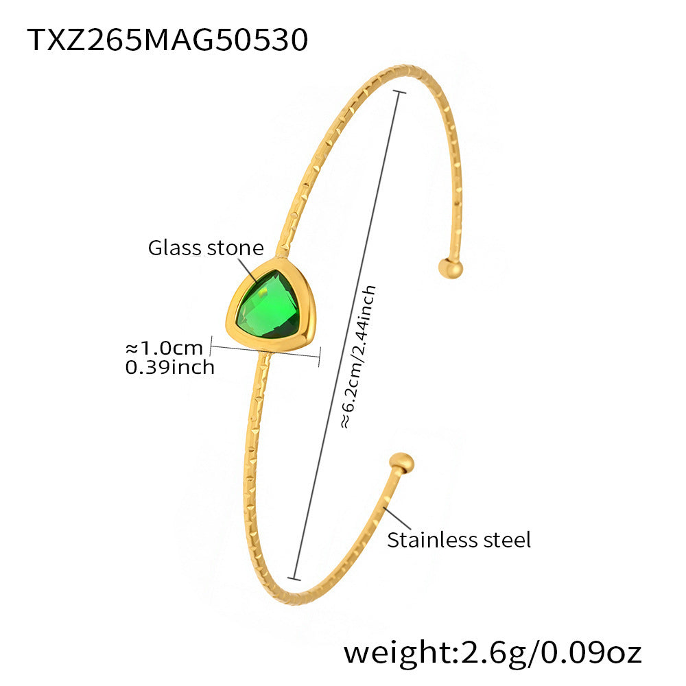 Specifications and measurements of TXZ265 green Czech glass bracelet