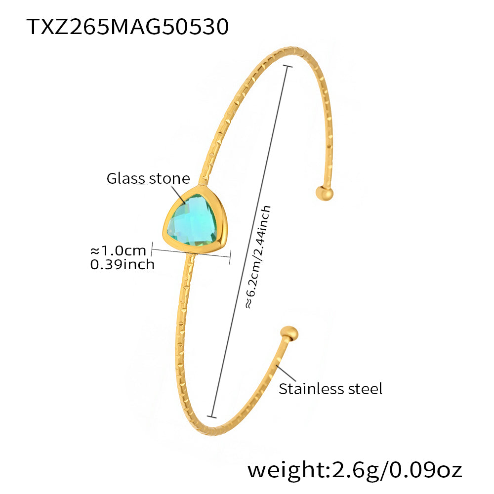 Light blue Czech glass bracelet TXZ265 with gold plating on white background