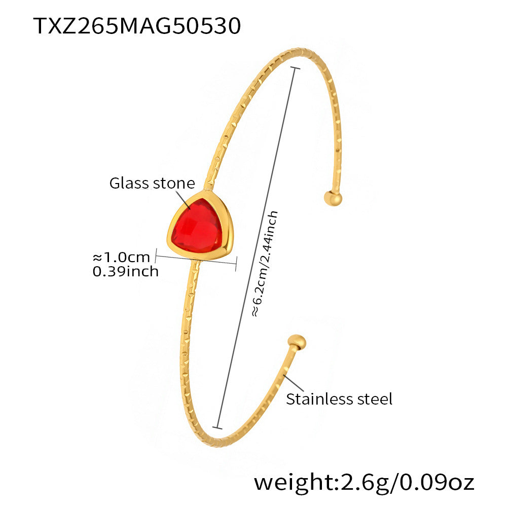 Product details and sizing for TXZ265 red Czech glass bracelet