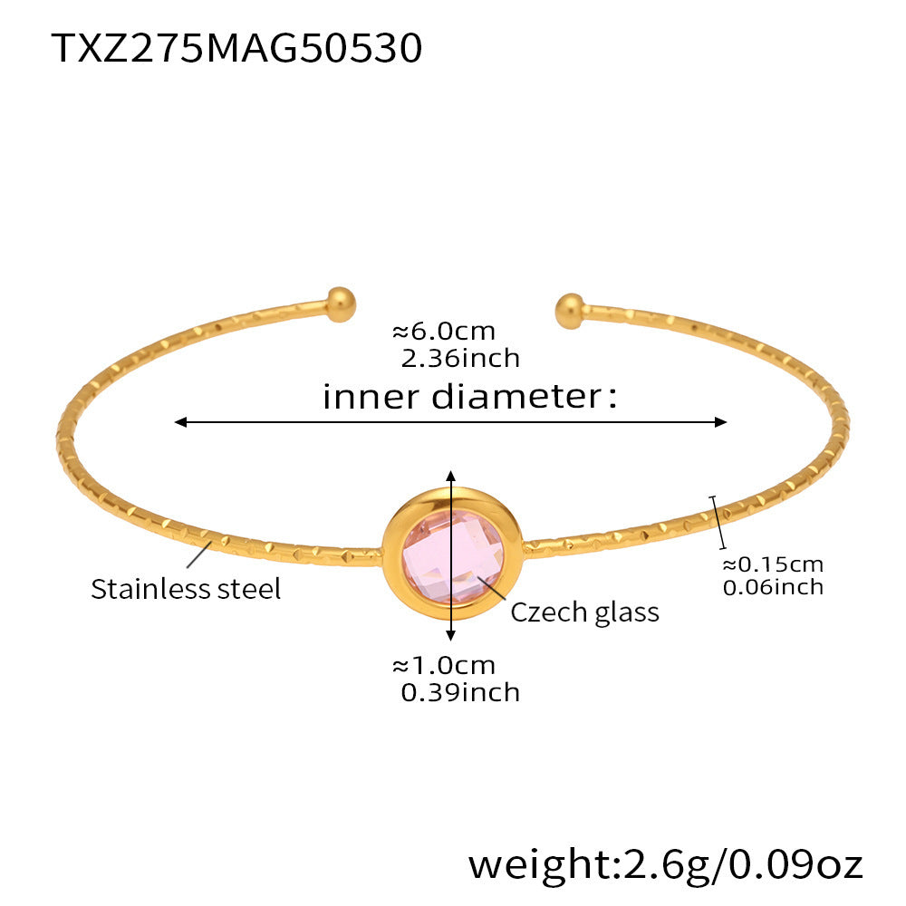 TXZ275 bracelet with pink Czech glass – full size and materials chart
