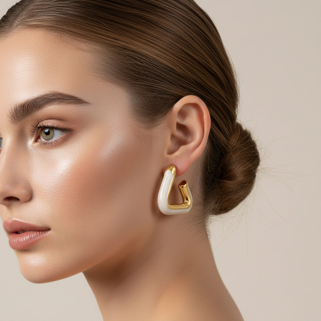 Triangular  Oil Drop Hollow Earrings