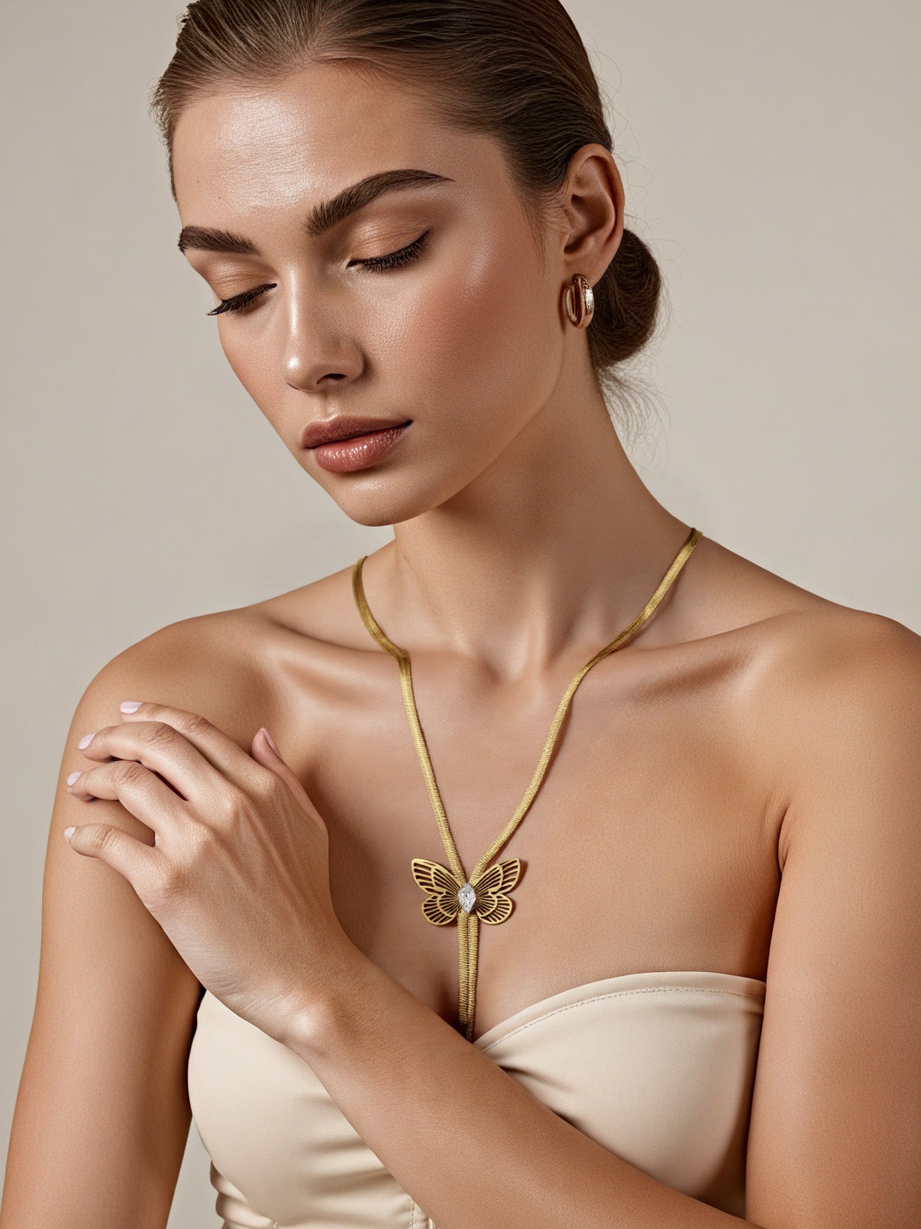 Zircon Butterfly Tassel Charm Necklaces