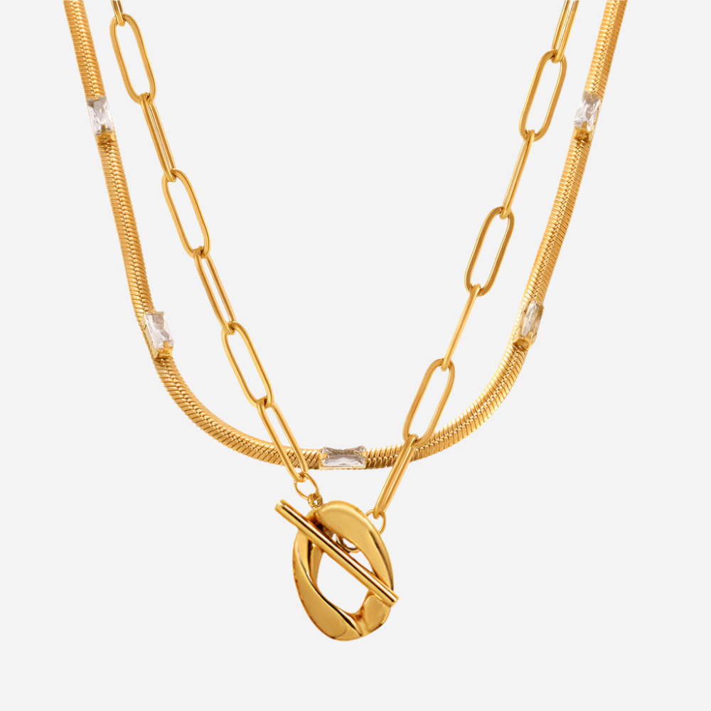 CZ blade pendant tennis choker necklace on white background