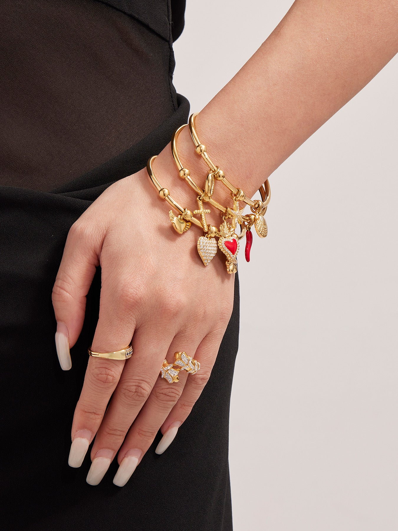 Gold Heart Enamel Bracelet Stainless Steel