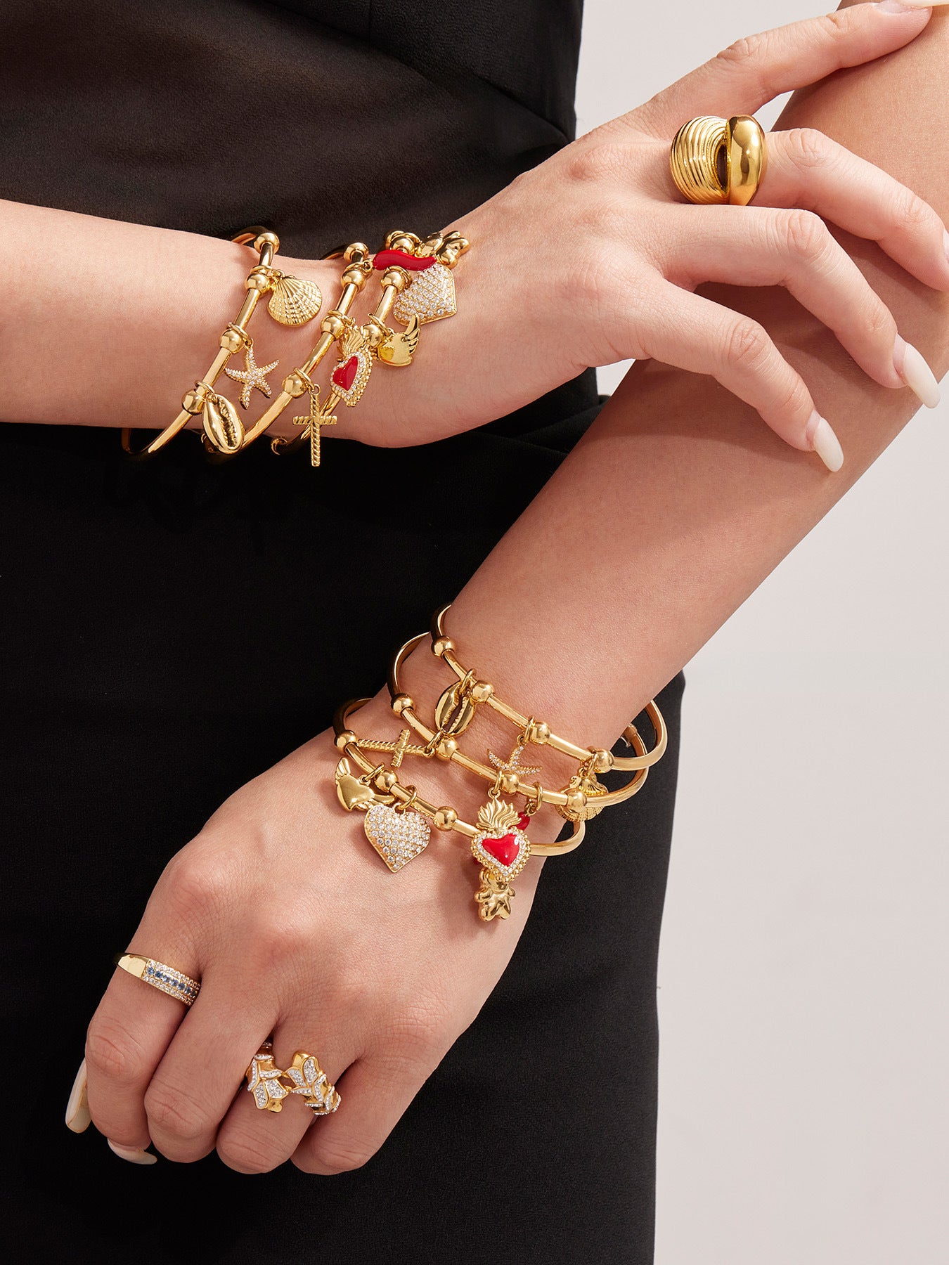 Gold Heart Enamel Bracelet Stainless Steel
