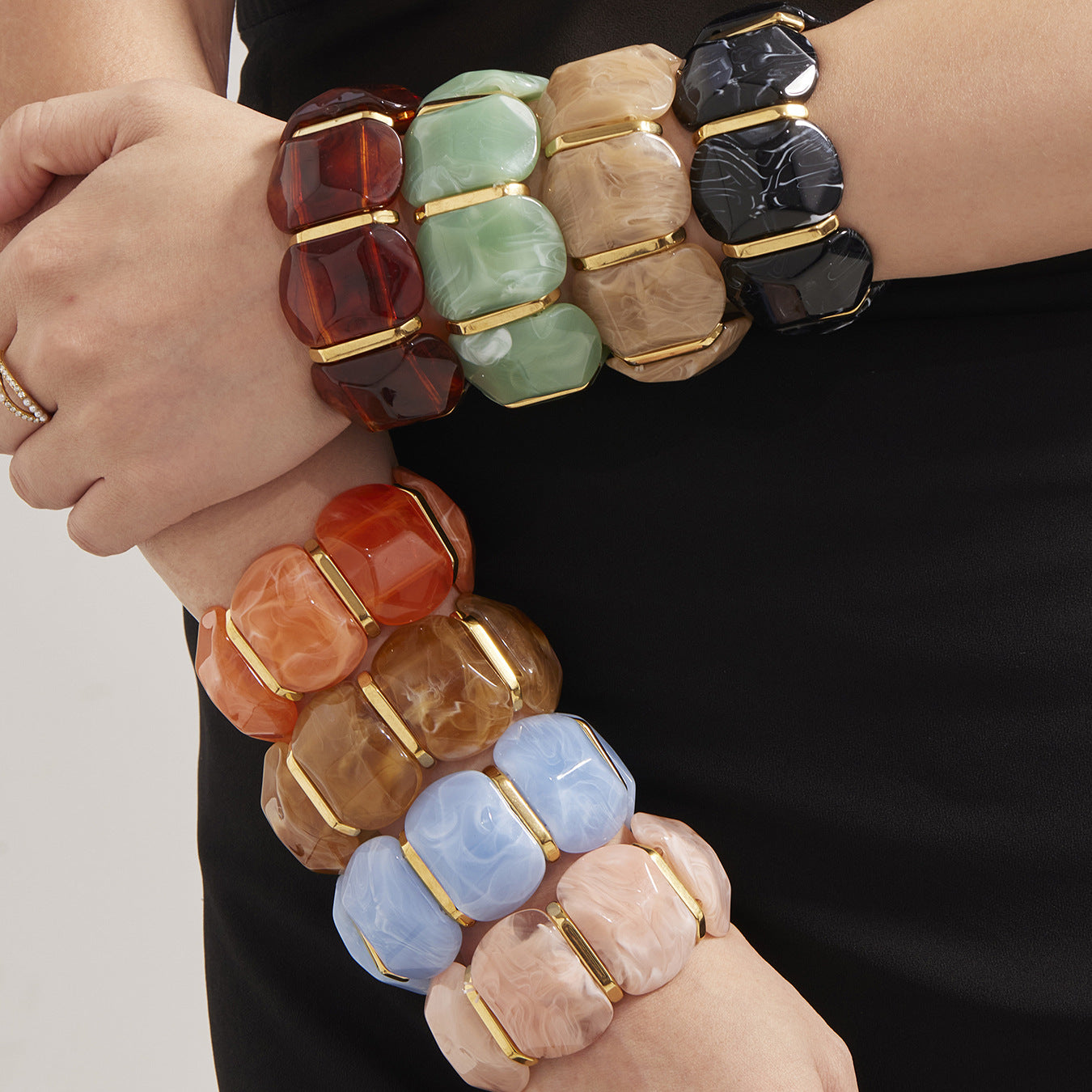 New Colorful Candy-colored Resin Wide Elastic Bracelet