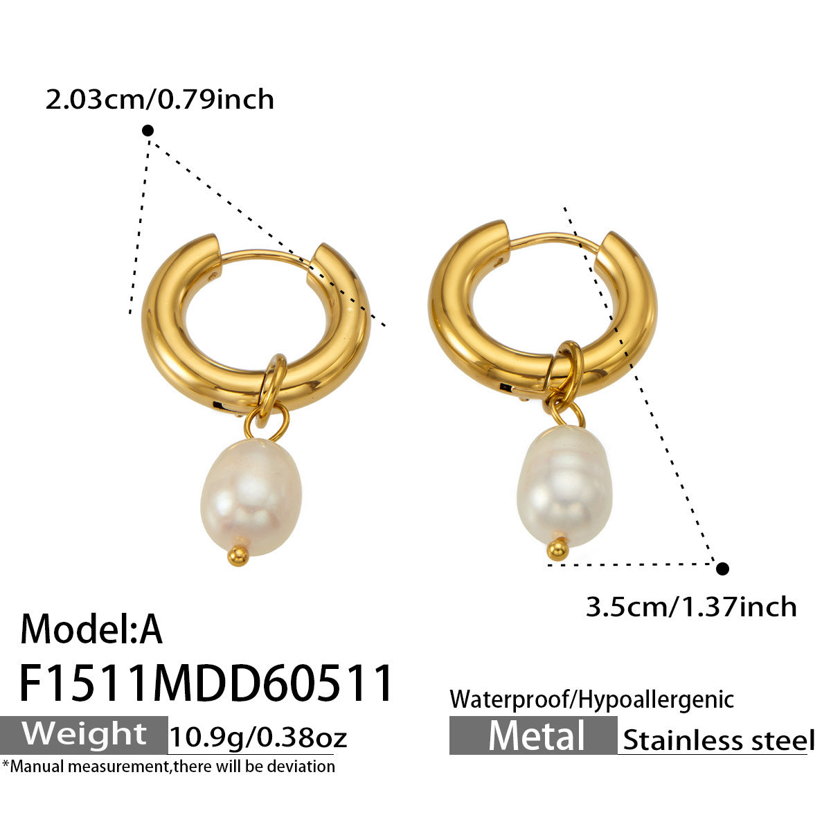 Elegant Gold Plated Pearl Earrings - Coastal Elegant Romantic Waterproof Jewelry | Endures Forever - Gift for Her - Detail 3