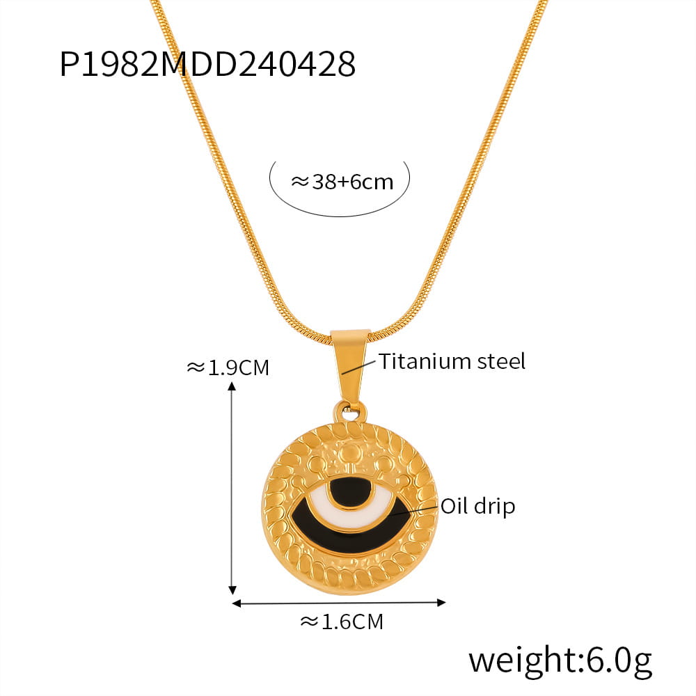 Black Evil Eye Pendant Tennis Necklace – gold snake chain