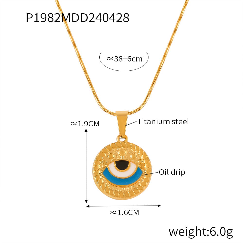 Light Blue Evil Eye Pendant Necklace – minimalist tennis style