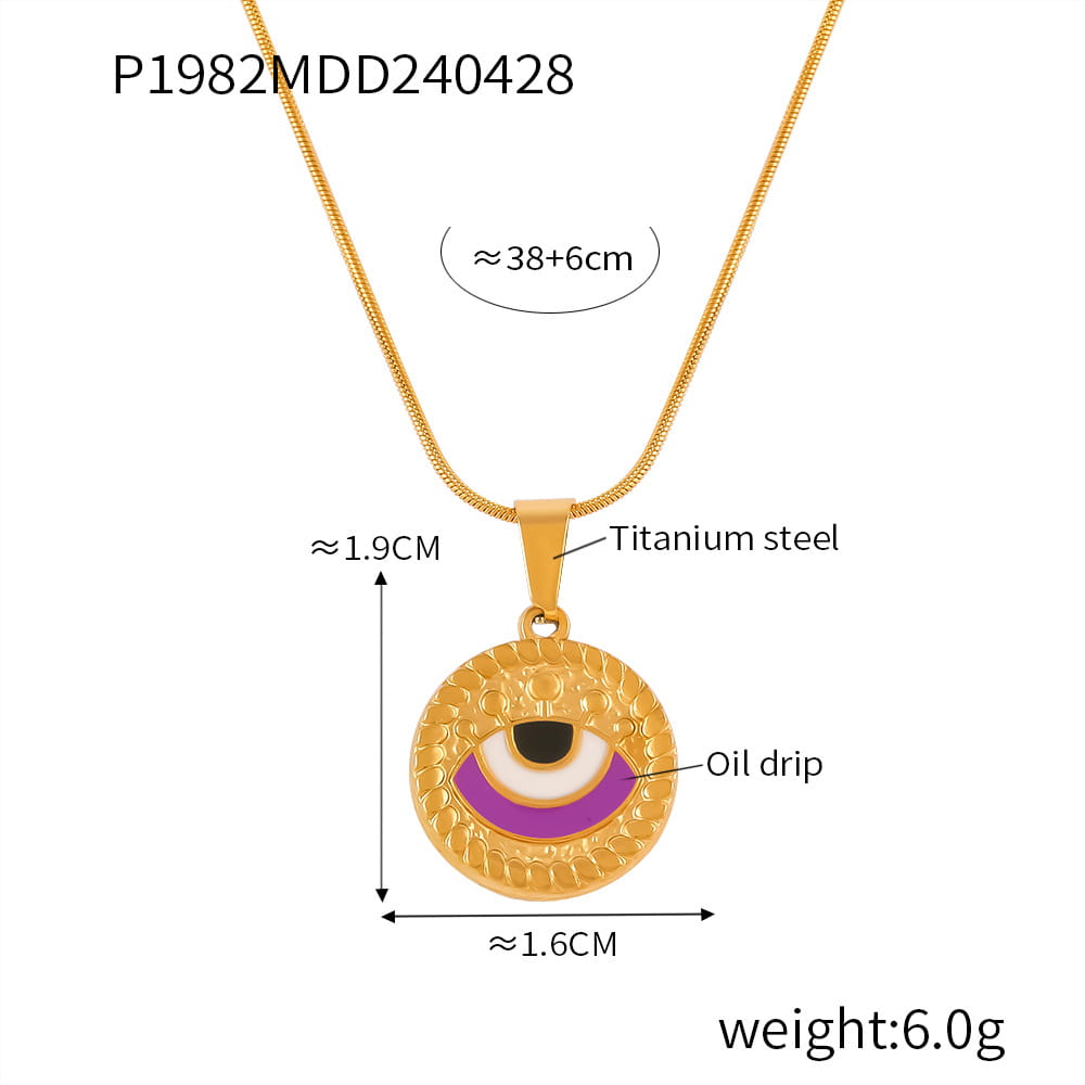 Purple Evil Eye Necklace with vintage gold chain