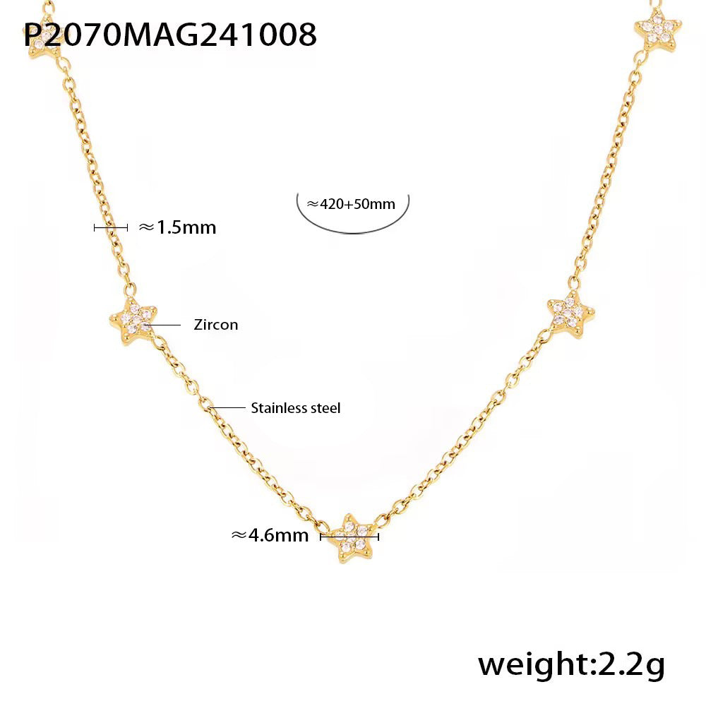 Size and material specifications of five-pointed star tennis necklace