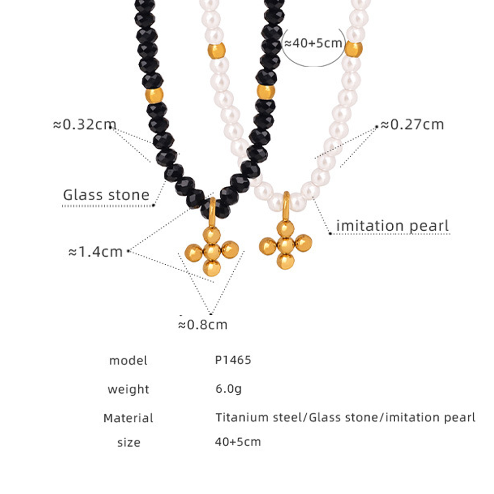 Gold Cross Pendant Necklaces – Glass & Pearl Variants with Size Chart