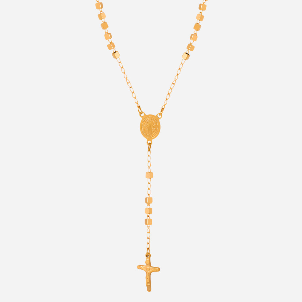 Long Gold Cross Pendant Sweater Necklace – Waterproof Stainless Steel Jewelry