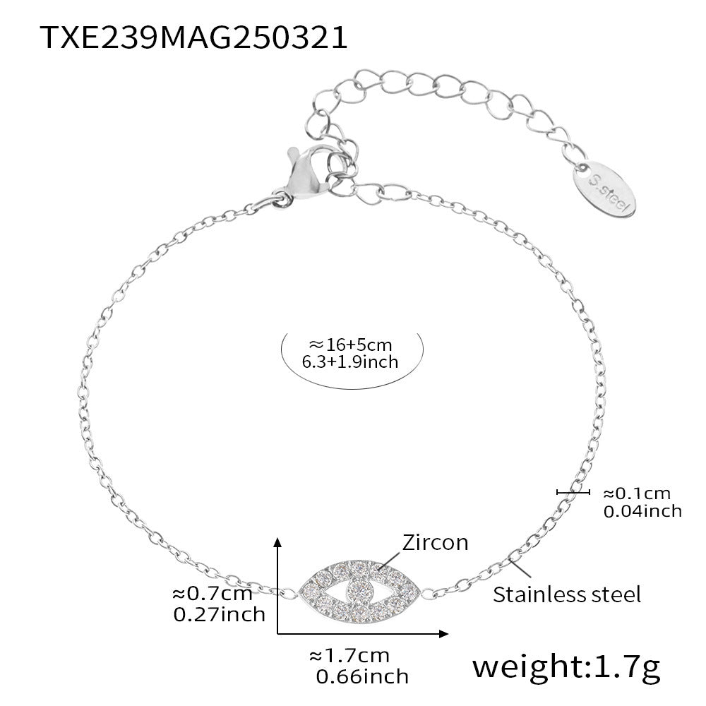 Specifications of Mystic Evil Eye Bracelet with 5A Zircon in steel stainless steel, detailed craftsmanship