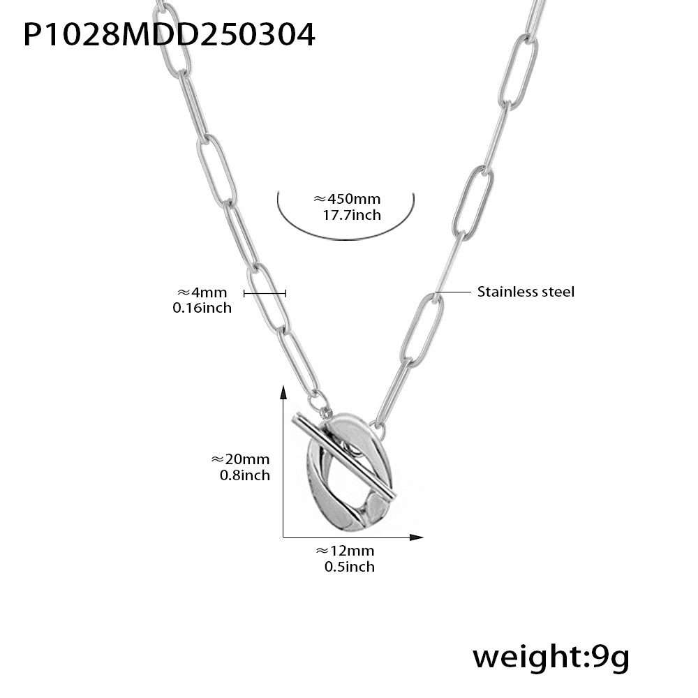 Specifications of P1028 stainless steel OT clasp necklace, 45cm length