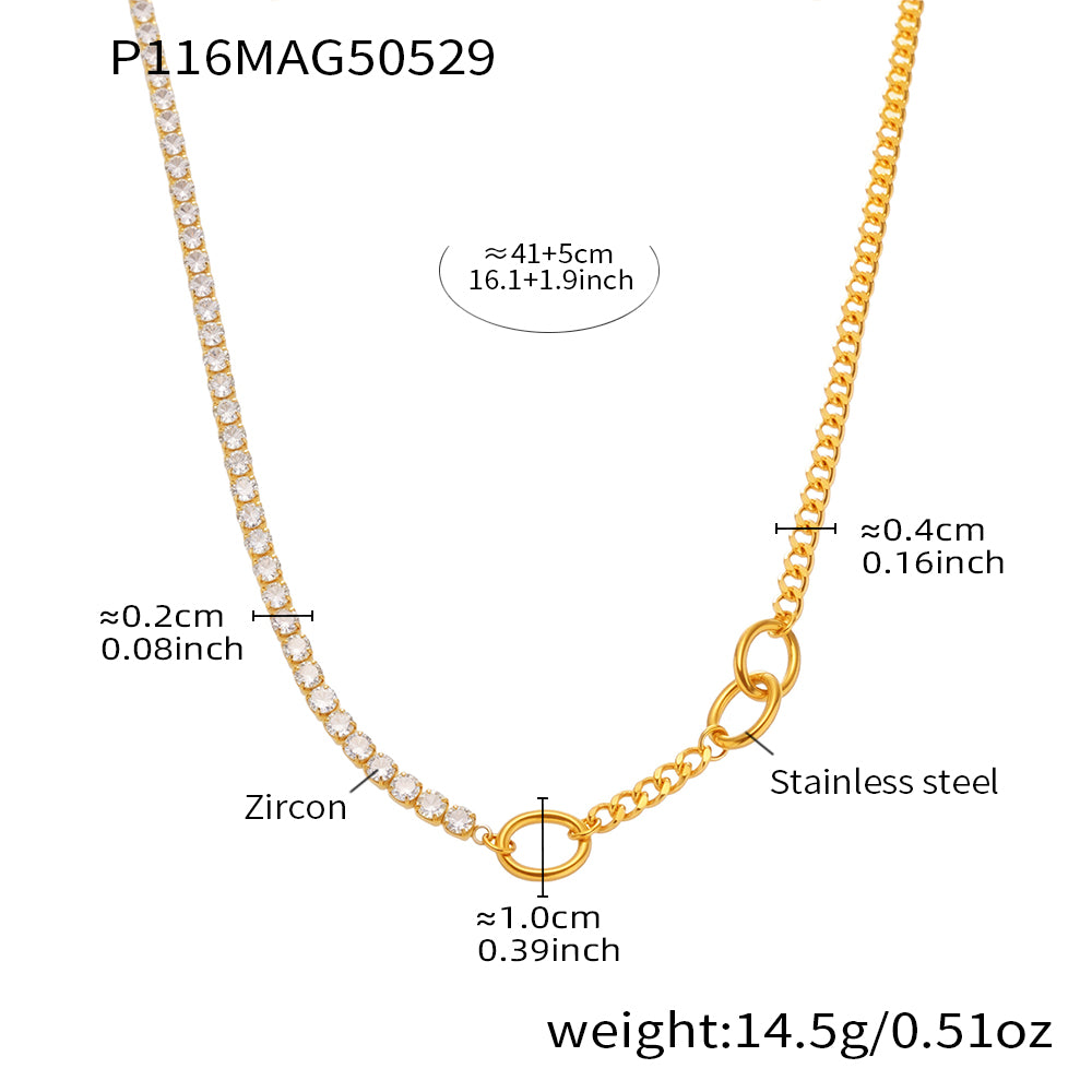 Product specifications for gold 5A zirconia tennis necklace