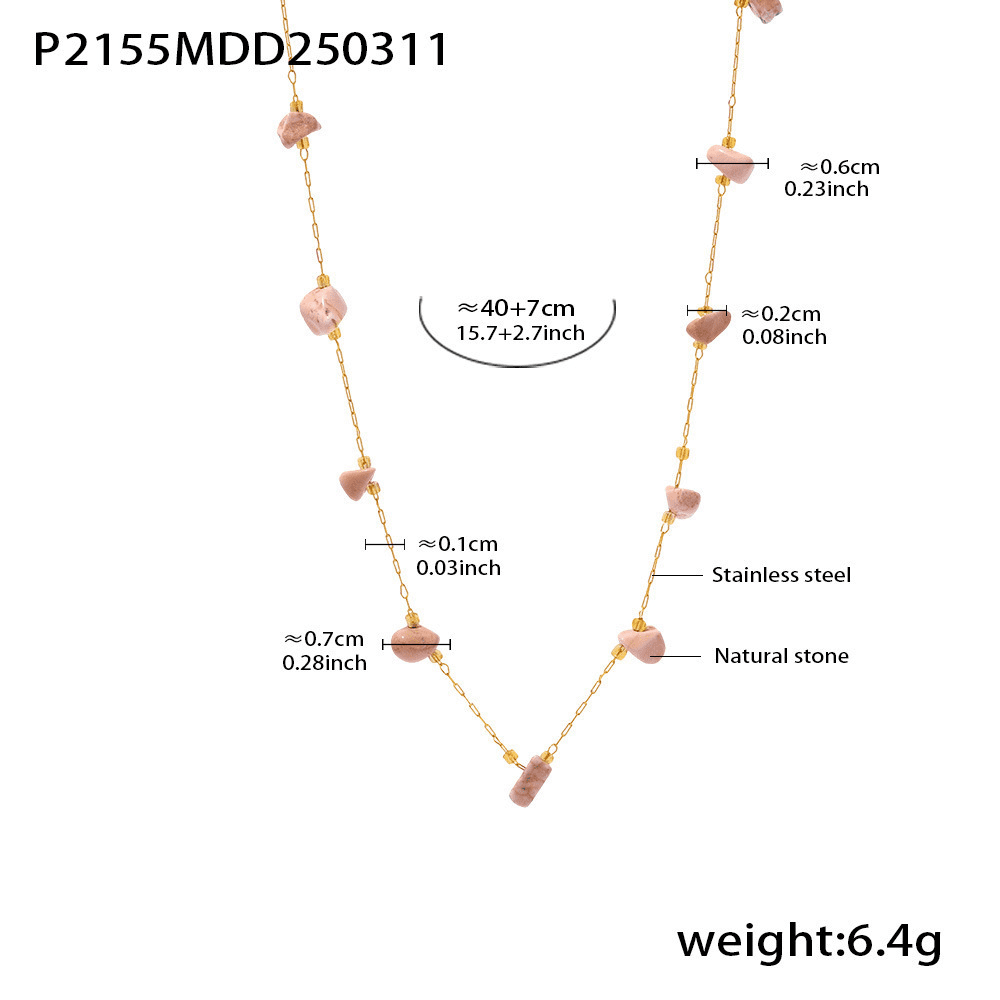 Product specifications of light pink natural stone tennis necklace