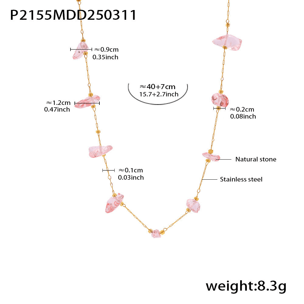 Product specifications of pink natural stone tennis necklace