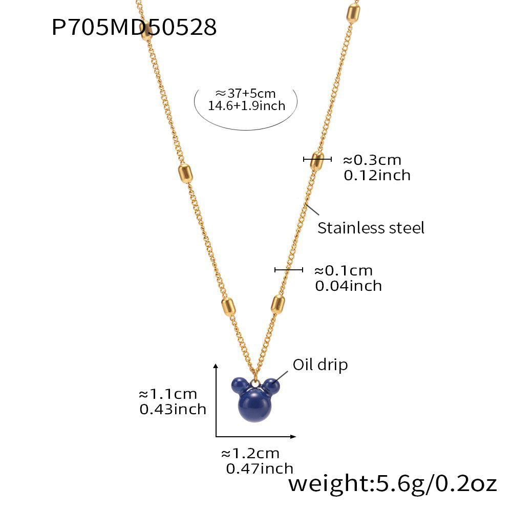 Bear Double-Layer Necklace | Cute Stainless Steel Layered Jewelry