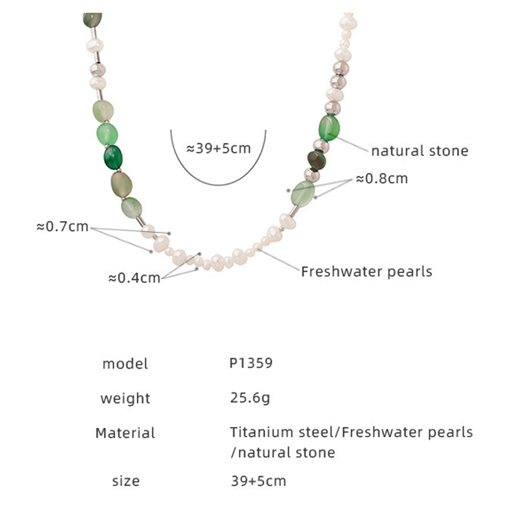 Close-up of natural stone beads and freshwater pearls