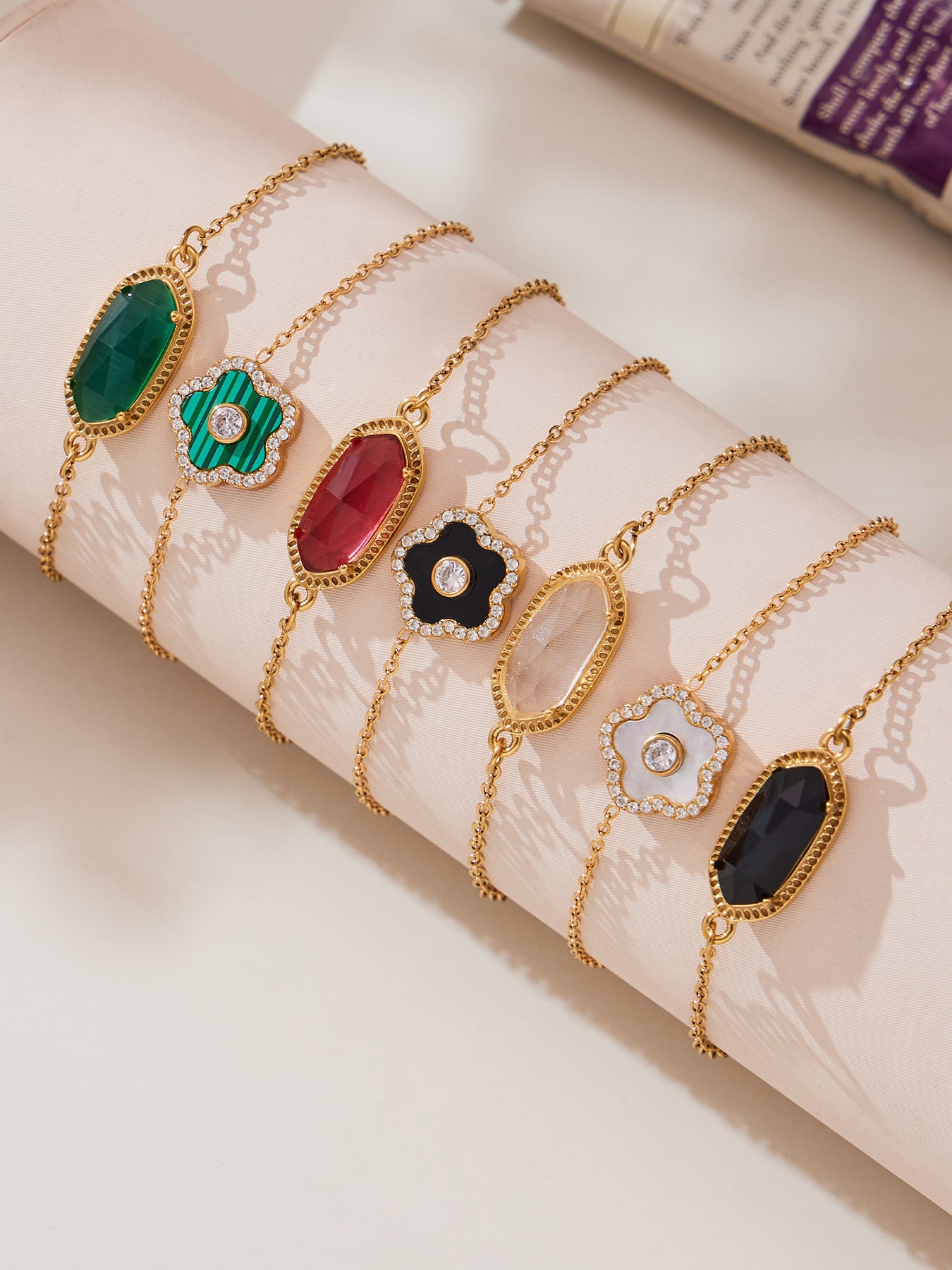 Sunset Flow Gemstone Bracelet | Waterproof Stainless Steel Jewelry