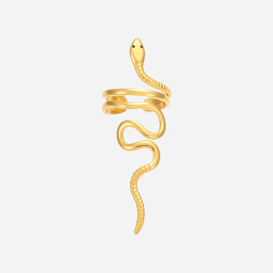 Anillo de serpiente de acero inoxidable con sabiduría y protección de la bobina eterna