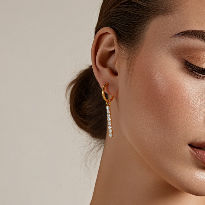18K Gold-Plated Cubic Zirconia Tassel Earrings