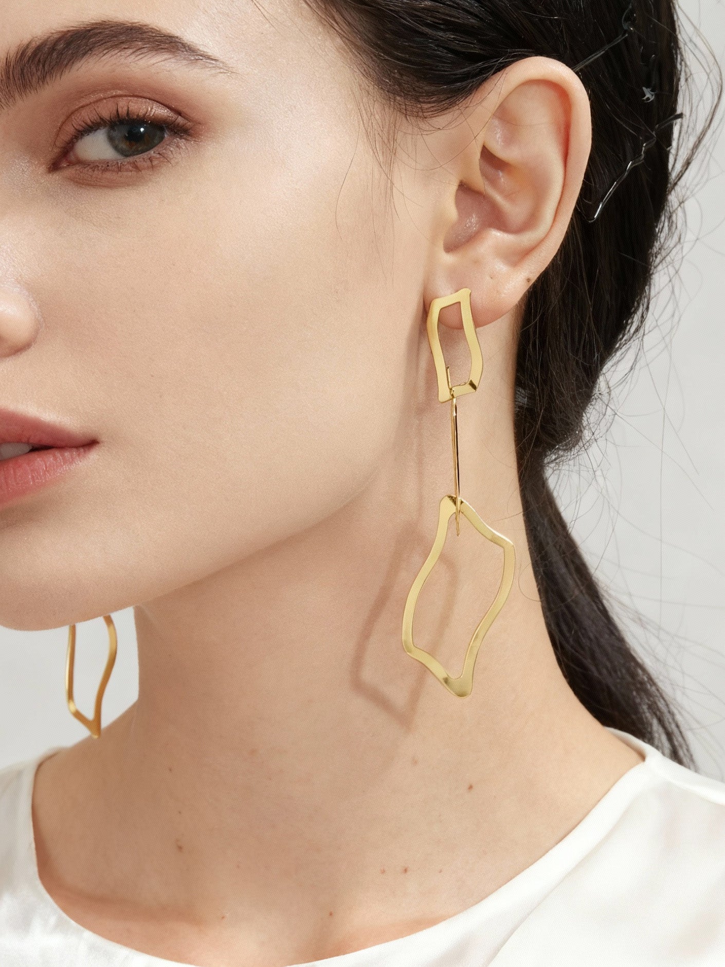 18k Gold Irregular Design Earrings Stainless Steel