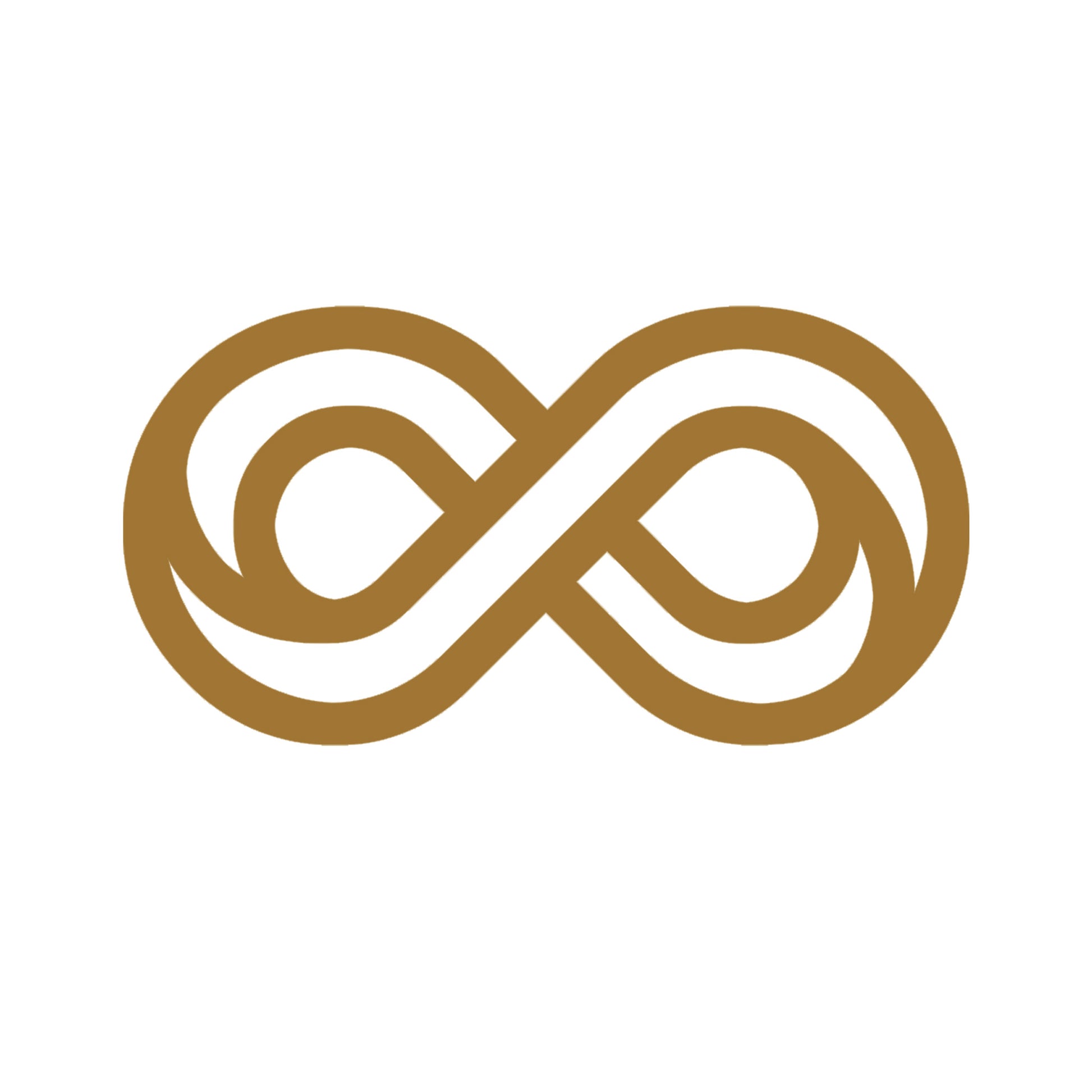 Infinite symbol in gold on a white background