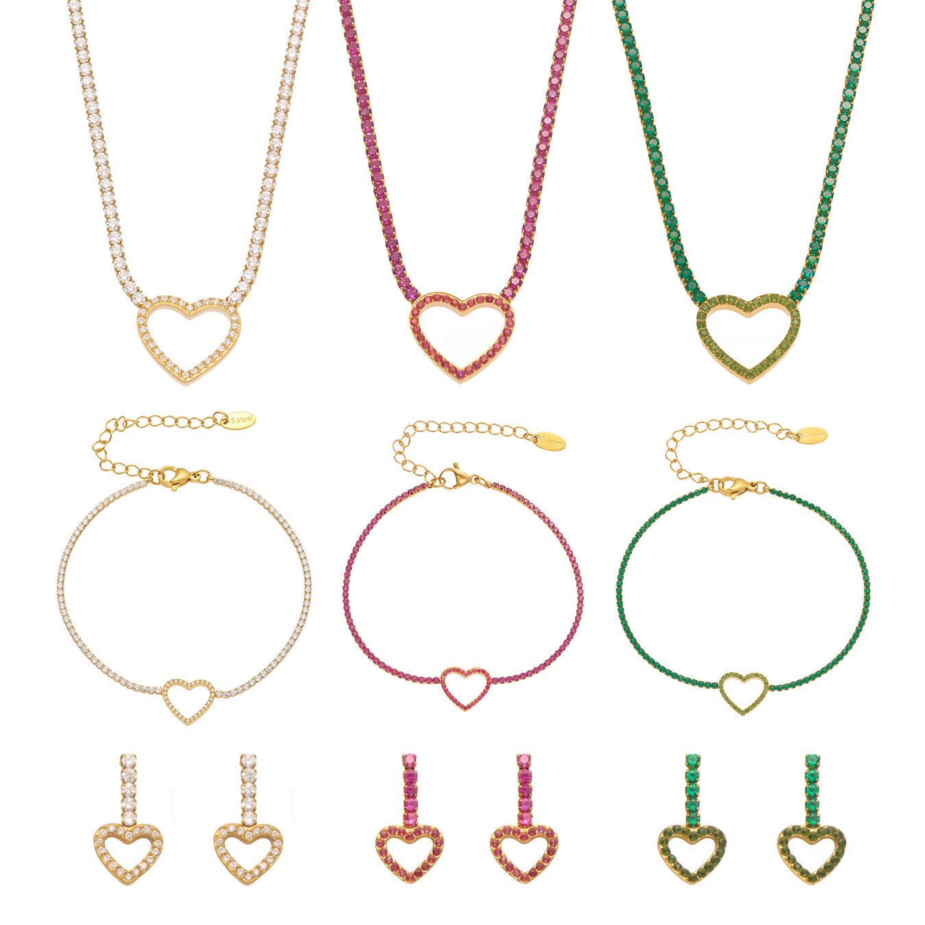 Heart CZ Tennis Bracelet  (Anchor of Love)