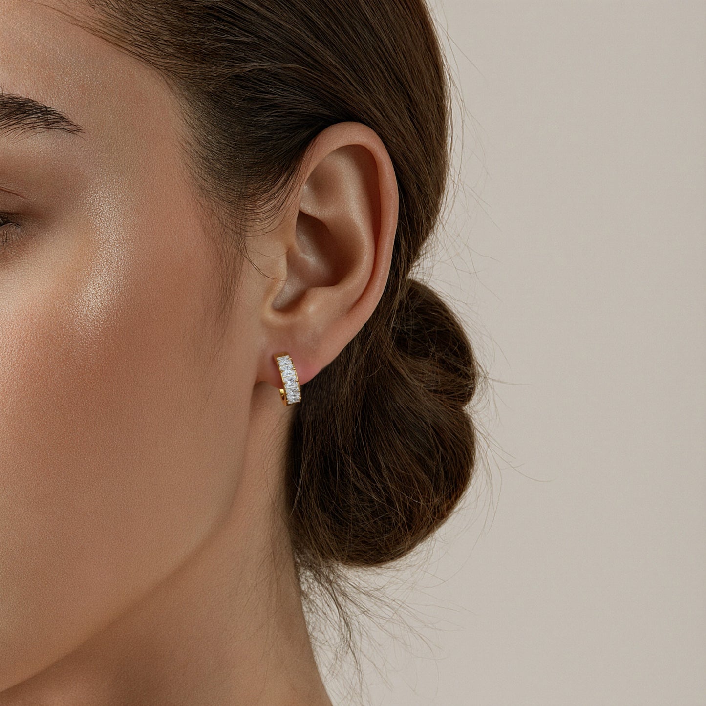 5A Zirconia Hoop Earrings Stainless Steel