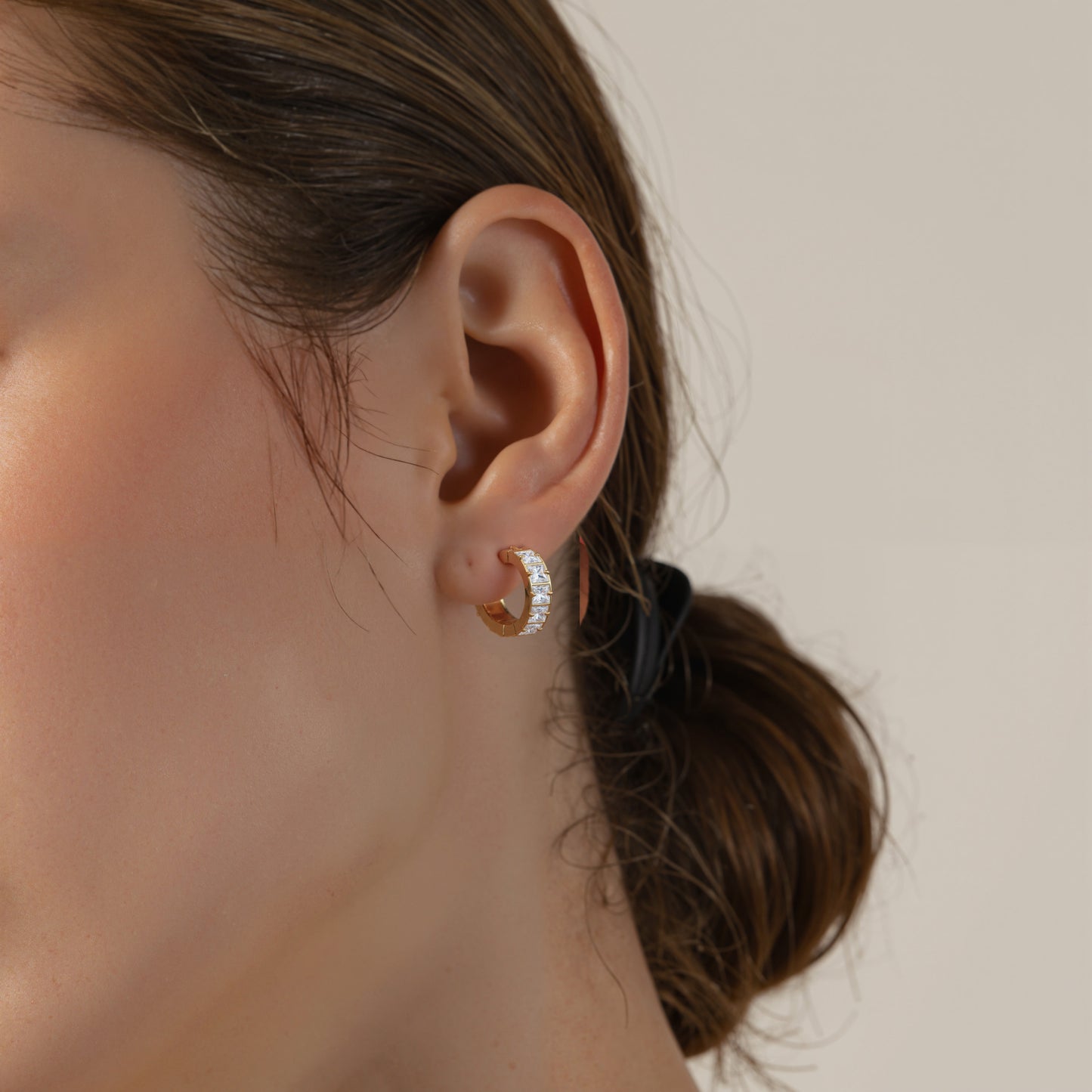 5A Zirconia Hoop Earrings Stainless Steel