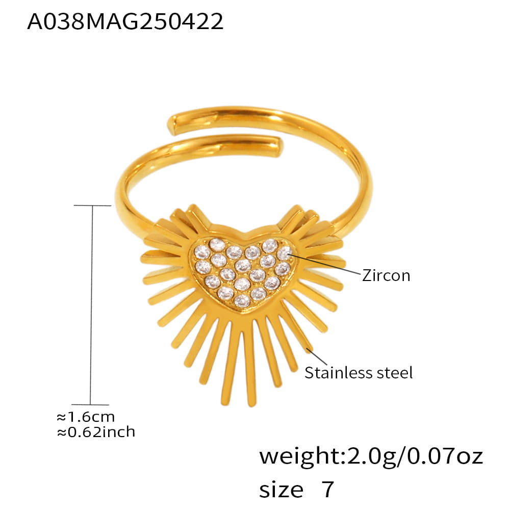 Heart Wing CZ Open Band Ring