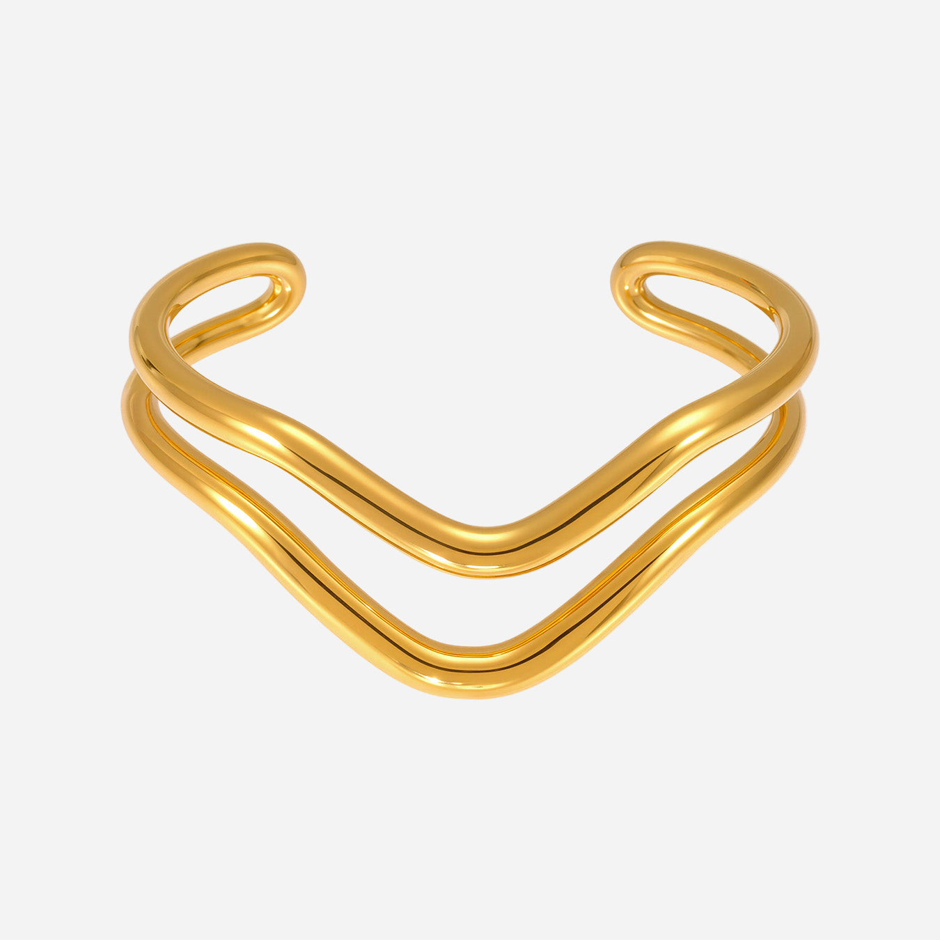 New Wave Line Plain Open Bangle Stainless Steel