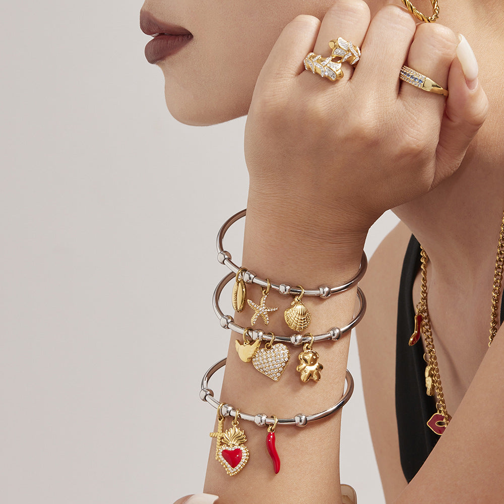 Multi-part Geometric Cuff Bracelet Stainless Steel