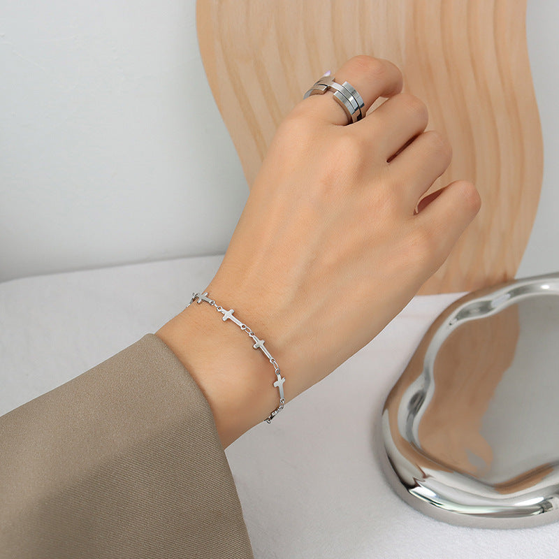 Stainless Steel Cross Design Bracelet Gold Plated