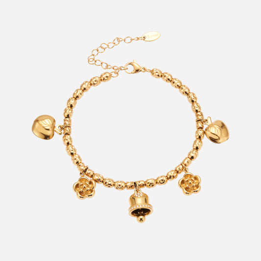 Vintage Bell Flower DIY Multi-Charm Bracelet Stainless Steel