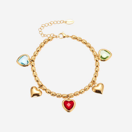 Vintage Heart Charms Stainless Steel Jewelry Bracelet