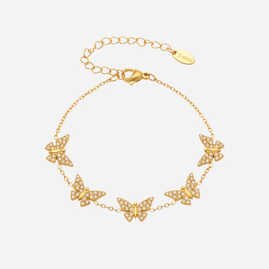 Full Zirconium Multi-butterfly Thin Circle Bracelet Stainless Steel